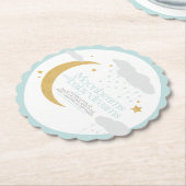 月の光とベビーの夢の赤ちゃんシャワー青 ペーパーコースター (アングル)