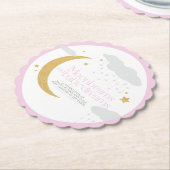 月の光とベビー夢の赤ちゃんシャワーピンク ペーパーコースター (アングル)