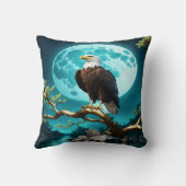 月の光に照らされた枝にワシが止まった クッション (裏面)