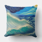 月の光に輝く青の海 クッション (正面)