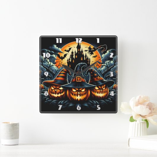 月の光の下で提灯が光る スクエア壁時計 (ホーム)