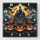 月の光の下で提灯が光る スクエア壁時計 (正面)