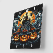 月の光の下で提灯が光る スクエア壁時計 (傾斜)