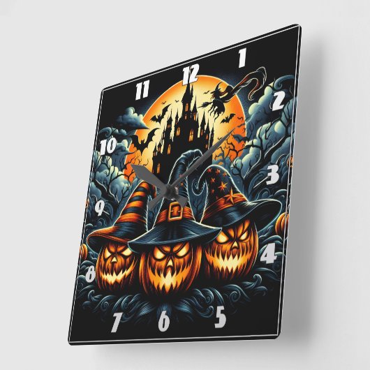 月の光の下で提灯が光る スクエア壁時計 (傾斜)