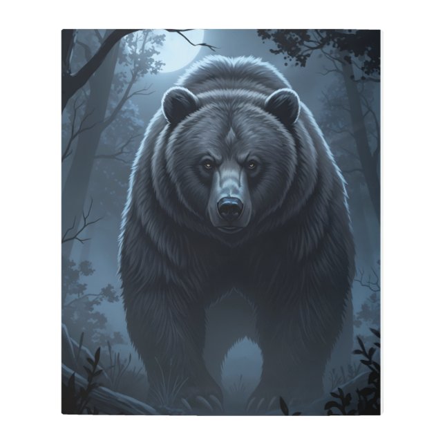 月の光の下で森の守護者を務める メタルプリント (正面)