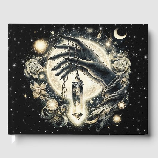 月の光の下で水晶を持つ手 ゲストブック (正面)