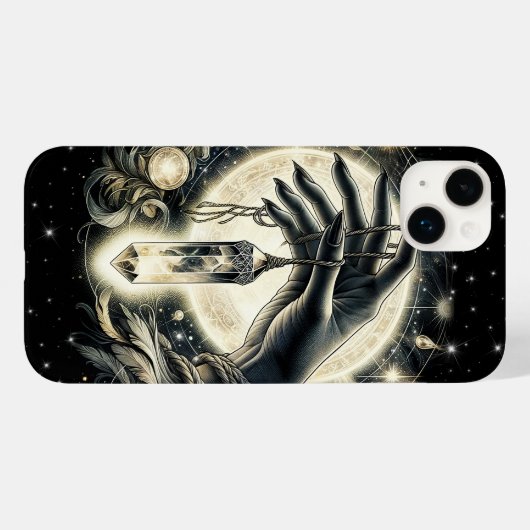 月の光の下で水晶を持つ手 Case-Mate iPhoneケース (裏面 (横))