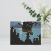 月の光の中でルイ・ウェインの猫の海賊ガレオン ポストカード (スタンド正面)