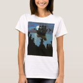 月の光の中でルイ・ウェインの猫の海賊ガレオン Tシャツ (正面)