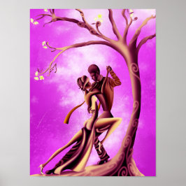 月の光の中で美しいカップルがタンゴを踊る ポスター