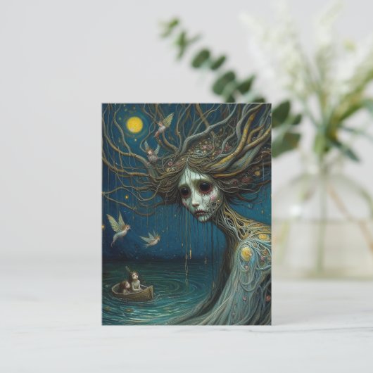 月の光の中で鳥をかくまう人間の木 ポストカード (スタンド正面)