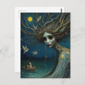 月の光の中で鳥をかくまう人間の木 ポストカード (正面/裏面)