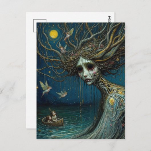 月の光の中で鳥をかくまう人間の木 ポストカード (正面/裏面)