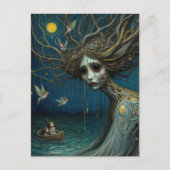 月の光の中で鳥をかくまう人間の木 ポストカード (正面)