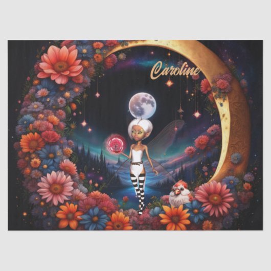 月の光の中の可愛い妖精。 薄葉紙 (正面)