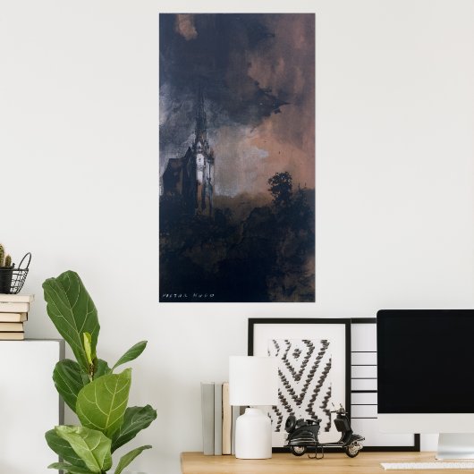 月の光の中の城 ポスター (ホームオフィス)