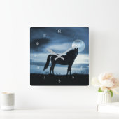 月の光の中の馬 スクエア壁時計 (ホーム)