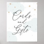 月の光る星のカードとギフトのサインを越えて ポスター (正面)