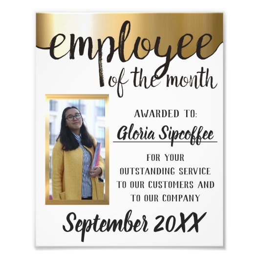 月の写真賞の証明書の従業員 フォトプリント            (正面)