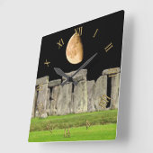 月の出で立っている石に石を菱形 スクエア壁時計 (傾斜)