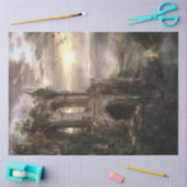 月の出で魔法のシーンの廃墟を切り離す 薄葉紙 (クラフト)