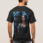 月の出会い:超現実的なポートレート Tシャツ (裏面)