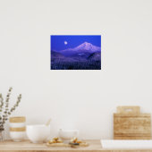 月の出(オレゴン州オレゴン州のMt Hoodの冬) ポスター (キッチン)