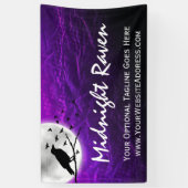 月の刃の鋭いゴシック様式の黒いカラスのワタリガラスのシルエット 横断幕 (縦)