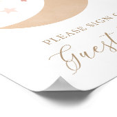 月の切りベビーシャワーのゲストブックサインの上 ポスター (角)