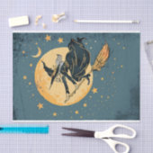 月の切り離し飛んでいるを越えた古い魔女 薄葉紙 (クラフト)