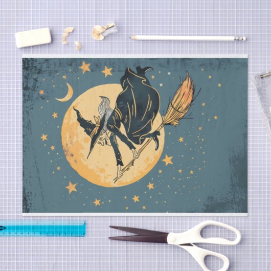 月の切り離し飛んでいるを越えた古い魔女 薄葉紙 (クラフト)