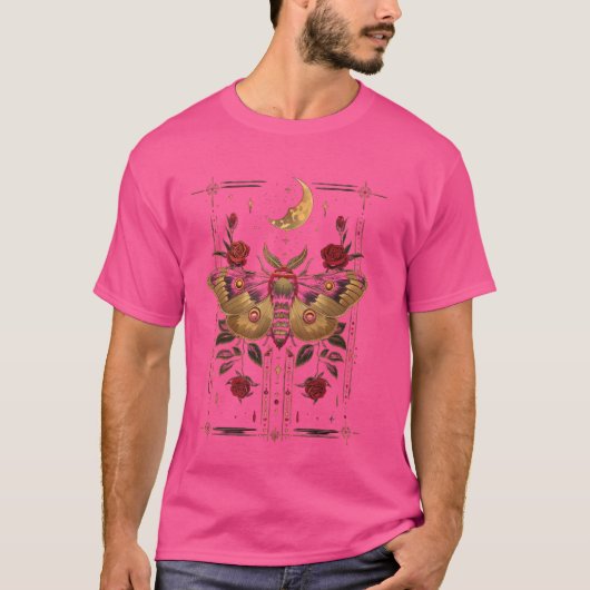 月の前の神秘的な蛾バラ神秘的なゴシックs tシャツ (正面)
