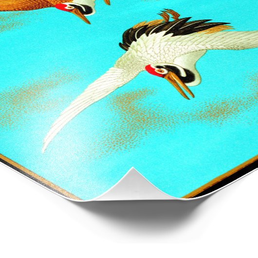 月の前飛んでいるに3羽のサラス フォトプリント            (角)