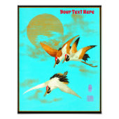 月の前飛んでいるに3羽のサラス フォトプリント            (正面)