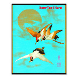 月の前飛んでいるに3羽のサラス フォトプリント           