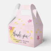 月の向こうにピンク色の赤ん坊のシャワー月の星 フェイバーボックス (裏面サイド)