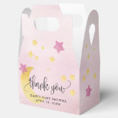 月の向こうにピンク色の赤ん坊のシャワー月の星 フェイバーボックス (オープン)
