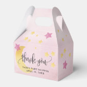 月の向こうにピンク色の赤ん坊のシャワー月の星 フェイバーボックス (正面サイド)