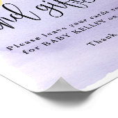 月の向こうに紫の赤ちゃんシャワーカードと贈り物 ポスター (角)