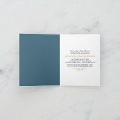 月の向こうに金ゴールド星の青い赤ちゃんシャワー 招待状 (内部)