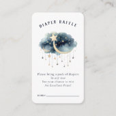 月の向こうに金ゴールド星ベビーシャワー エンクロージャーカード (正面)