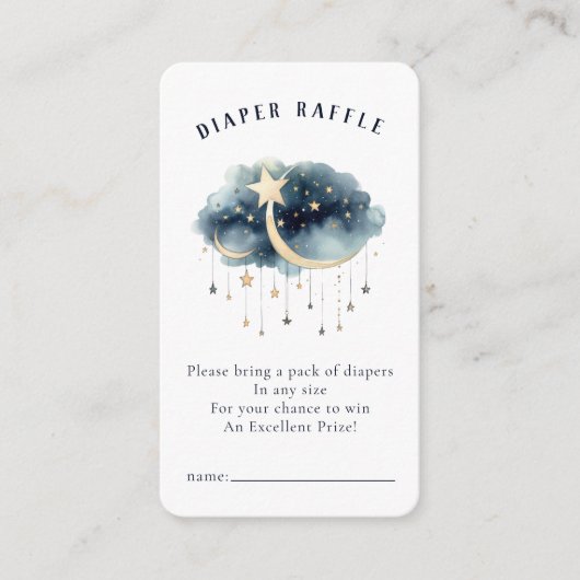 月の向こうに金ゴールド星ベビーシャワー エンクロージャーカード (正面)