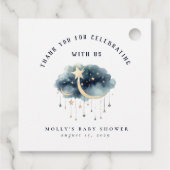 月の向こうに金ゴールド星ベビーシャワー フェイバータグ (裏面)