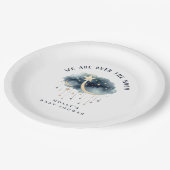 月の向こうに金ゴールド星ベビーシャワー ペーパープレート (アングル)