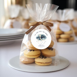 月の向こうに金ゴールド星ベビーシャワー ラウンドシール