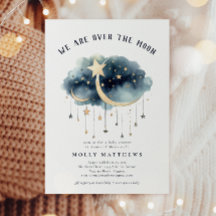 月の向こうに金ゴールド星ベビーシャワー