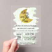 月の向こうに |ニュートラルベビーシャワー アクリル招待状 (インサイチュ (ポータブル))