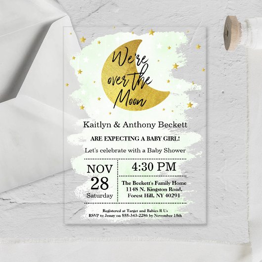 月の向こうに |ニュートラルベビーシャワー アクリル招待状