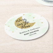 月の向こうに |ニュートラルベビーシャワー ラウンドペーパーコースター (アングル)