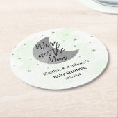 月の向こうに |ニュートラルベビーシャワー ラウンドペーパーコースター (アングル)